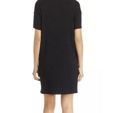 Load image into Gallery viewer, Eileen Fisher Ribbed Bateau Neck Short Sleeve Dress Black M