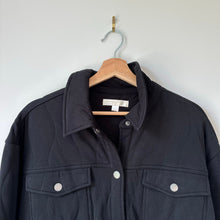 Load image into Gallery viewer, Spiritual Gangster Wave Quilted Snap Front Long Sleeve Shacket Black M