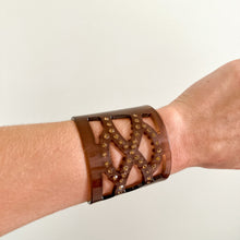 Load image into Gallery viewer, Wide Cuff Rhinestone Bangle Bracelet Brown