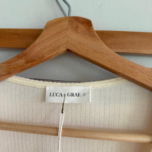 Load image into Gallery viewer, Luca + Grae Ribbed Knit Wrap Long Sleeve Crop Top & Skirt Set Cream L NWT