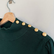Load image into Gallery viewer, Lauren Ralph Lauren Black Label Mock Neck Knitted Puff Sleeve Sweater Green 1X