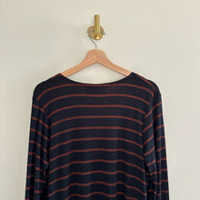 Load image into Gallery viewer, Sinuous Striped Open Front Side Slit Duster Cardigan Blue/Red S