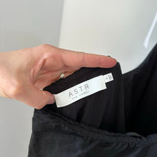 Load image into Gallery viewer, ASTR The Label Angeles Puff Sleeve Cutout Linen Dress Black S NWT