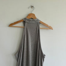 Load image into Gallery viewer, Anthropologie Cloth & Stone Terry Cotton Striped Halter Neck Jumpsuit Grey L