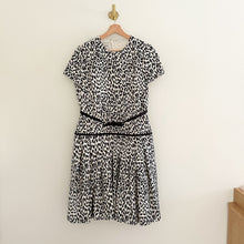 Load image into Gallery viewer, VALENTINO Silk Blend Animal Print Pleated Dress Black/White 10