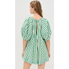 Load image into Gallery viewer, Free People Bop Around Striped Scoop Neck 3/4 Sleeve Casual Romper Green S NWT