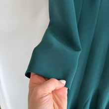 Load image into Gallery viewer, Carolina Herrera Crepe Pleated Midi Cocktail Dress Pine Green