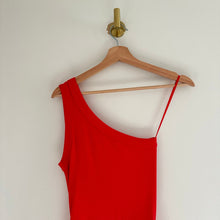Load image into Gallery viewer, Michael Stars Coco One Shoulder Side Slit Bodycon Midi Dress in Salsa Red L
