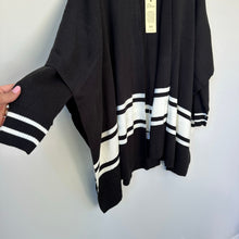 Load image into Gallery viewer, Elan Striped Cardigan Poncho Black White O/S NWT