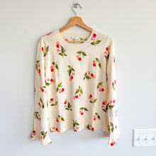 Load image into Gallery viewer, Joie Varden Cashmere Cherry Pattern Crew Neck Pullover Sweater Porcelain M NWT