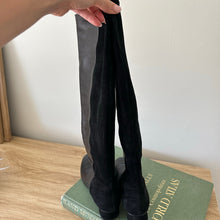 Load image into Gallery viewer, Stuart Weitzman Leather Suede Pull On Riding Boots Black 8.5