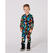 Load image into Gallery viewer, Deux Par Deux Smiley Face Boy Print Long Sleeve Thermal One Piece Black 4 NWT