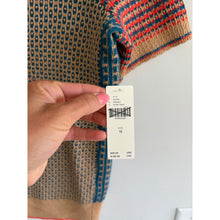 Load image into Gallery viewer, Anthropologie Keaton Geometric Short Sleeve Pullover Sweater Brown Green M NWT