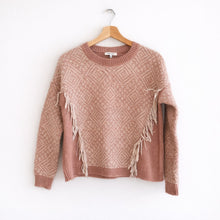 Load image into Gallery viewer, Madewell Fringe Knit Crew Neck Long Sleeve Pullover Sweater Pink M