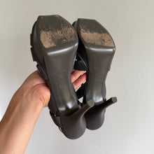 Load image into Gallery viewer, YSL Saint Laurent Tribute Leather Platform Sandals in Grey 39 NEW