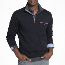Load image into Gallery viewer, Ted Baker Quarter Leather Zip Polo Long Sleeve Pullover Sweater Navy Blue 7