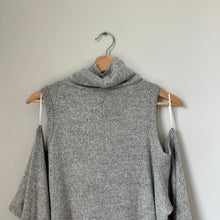 Load image into Gallery viewer, Allison Joy Shannon Cutout Cold Shoulder Cowl Neck Sweatshirt Heather Grey L NWT