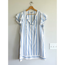 Load image into Gallery viewer, Vineyard Vines Harbor Tie Neck Flutter Sleeve Mini Dress White Blue XL