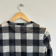 Load image into Gallery viewer, Rag & Bone Buffalo Check Long Sleeve Classic Tee Black White S