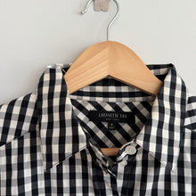 Load image into Gallery viewer, Lafayette 148 Gingham Pattern Long Sleeve Button Up Shirt Black White 6