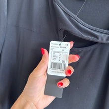 Load image into Gallery viewer, Joseph Ribkoff Keyhole Cut Out Short Sleeve Cold Shoulder Top Black 14 NWT