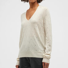 Load image into Gallery viewer, Zadig & Voltaire Elya Strass Embellished Cashmere Pullover Sweater Cream L NWT