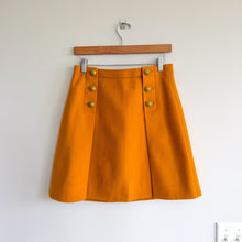 Load image into Gallery viewer, J. Crew Wool High Rise Sailor Gold-Button Accent A-Line Mini Skirt Yellow 8