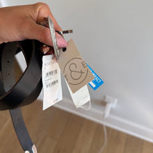 Load image into Gallery viewer, Treasure & Bond Genuine Leather Silver Engraved Western Buckle Belt Black S NWT