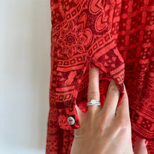 Load image into Gallery viewer, Anthropologie Maeve Canna Semi-Sheer V-Neck Mini Swing Dress Red 0