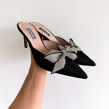 Load image into Gallery viewer, SJP by Sarah Jessica Parker Paley Grand Glitter Bow Mules 40 NEW
