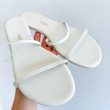 Load image into Gallery viewer, TKEES Gemma Leather Two-Strap Slip On Flip Flop Flat Sandals White 9