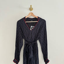 Load image into Gallery viewer, OTTOD'AME Patterned Long Sleeve V-Neck Midi Dress Navy 6