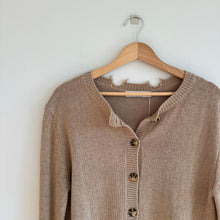 Load image into Gallery viewer, Zara Linen Blend Distressed Knit Button Front Cardigan Sweater Brown M