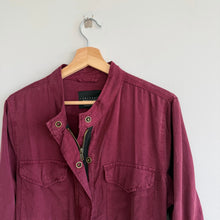 Load image into Gallery viewer, Sanctuary Roy Frayed Raw Hem Mock Neck Zip Up Army Jacket Burgundy Red M
