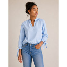 Load image into Gallery viewer, Madewell Striped Tie-Sleeve V-Neck Popover Blouse Blue XXS