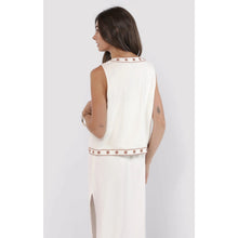 Load image into Gallery viewer, Sadie & Sage Warm Horizon Cotton Embroidered Vest White Brown M