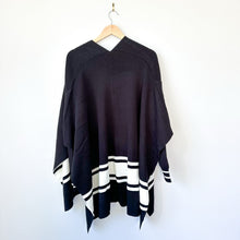 Load image into Gallery viewer, Elan Striped Cardigan Poncho Black White O/S NWT