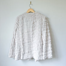 Load image into Gallery viewer, MILLY Sequin Fur Open-Front Long Sleeve Jacket Beige L NWT