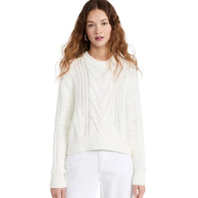 Load image into Gallery viewer, Pistola Eva Cable-Knit Cropped Crew Neck Pullover Sweater White M