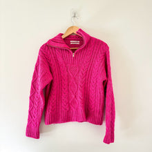 Load image into Gallery viewer, Anthropologie Payton 1/4 Zip Cable-Knit Pullover Sweater Pink XS