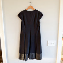 Load image into Gallery viewer, Akris Punto Faux-Leather Hem Short Sleeve Dress Black 10