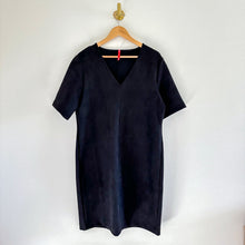 Load image into Gallery viewer, Spanx Faux Suede Column V-Neck Short Sleeve Dress Black XL