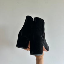 Load image into Gallery viewer, Aquazzura Firenze Velvet Ankle Booties Black 38.5