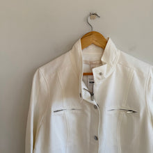 Load image into Gallery viewer, Nordstrom Collection Linen Blend Snap Front Utility Jacket White M NWT