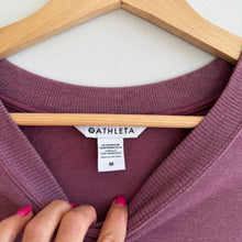 Load image into Gallery viewer, Athleta Marina Crew Neckline Long Sleeve Tie Button Sweatshirt Pink M