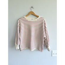 Load image into Gallery viewer, Perfectwhitetee Niall Striped French Terry 3/4 Sleeve Sweatshirt Red White S