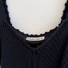 Load image into Gallery viewer, Abercrombie & Fitch 100% Cotton Crochet Scalloped Sleeveless Mini Dress Black ST