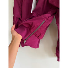 Load image into Gallery viewer, Athleta Jetset Zip Up Mock Neck Hooded Bomber Jacket Wildberry L NWT