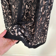 Load image into Gallery viewer, Tadashi Shoji Floral Lace Jersey Fit & Flare V-Neck Mini Dress Black 8