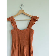 Load image into Gallery viewer, Madewell Lightspun Lucie Flutter Sleeve Smocked Wide Leg Jumpsuit Brown 4